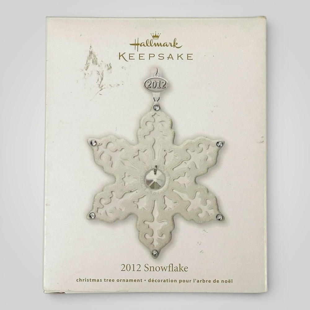 Hallmark Keepsake 2012 Snowflake Porcelain Crystal Christmas Ornament White Box